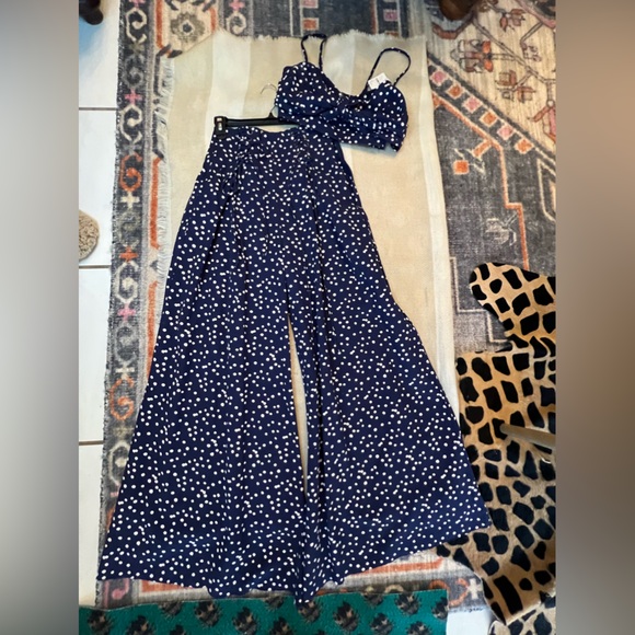 FREE PEOPLE SET |Polka dot One Bette Set - Bra Too and Ultra Wide Legged Pants - Picture 7 of 13